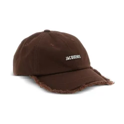 Cappello Marrone Con Bordi Sfilacciati Cinturino Regolabile