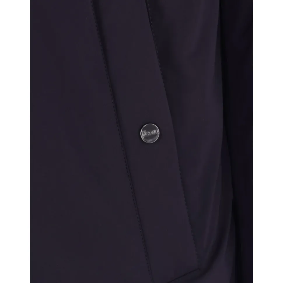 Cappotto Blu con Cappuccio e Zip