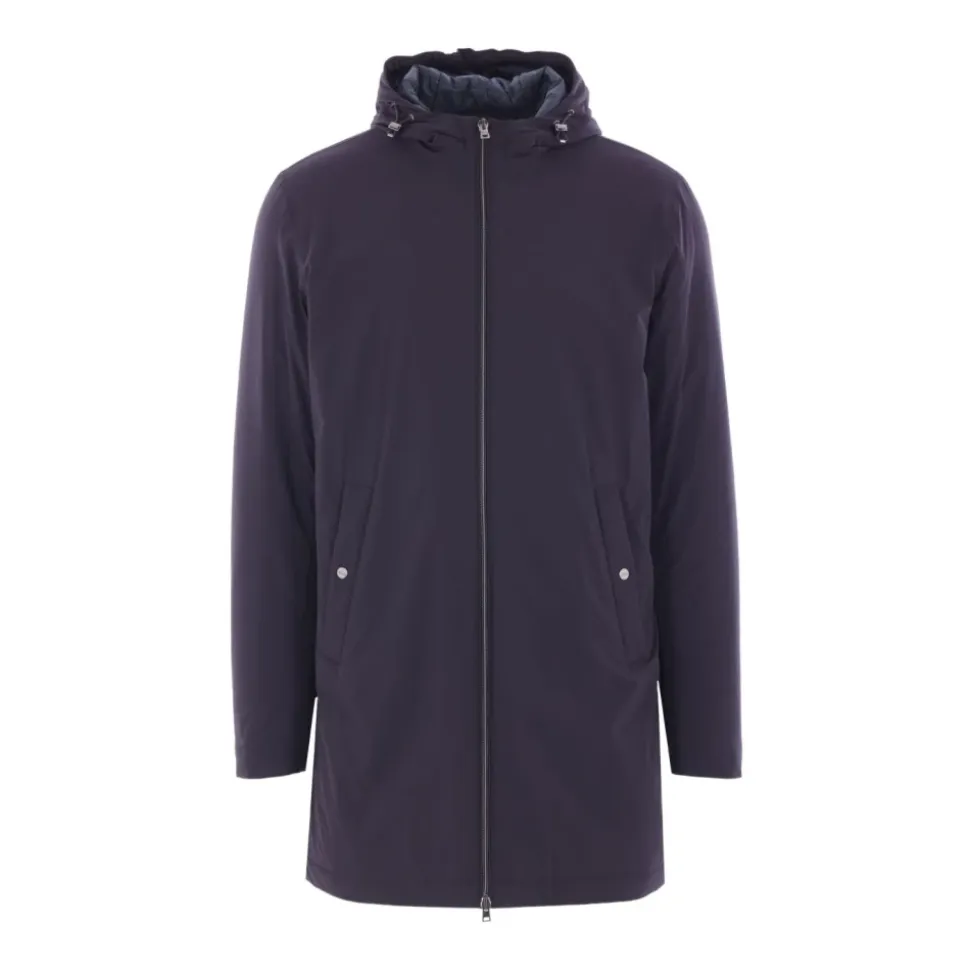Cappotto Blu con Cappuccio e Zip
