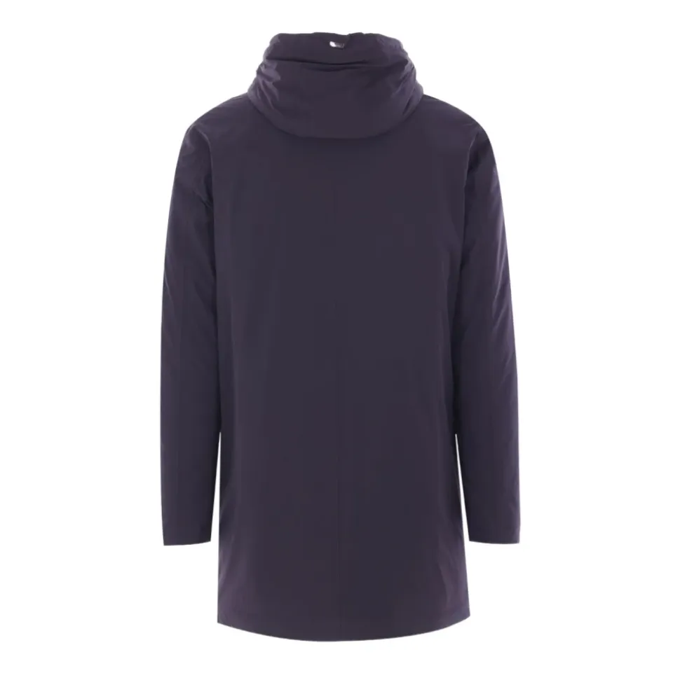 Cappotto Blu con Cappuccio e Zip