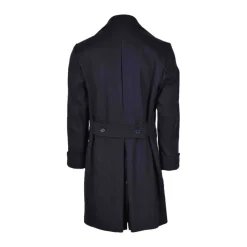 Cappotto Blu in Misto Lana con Rever