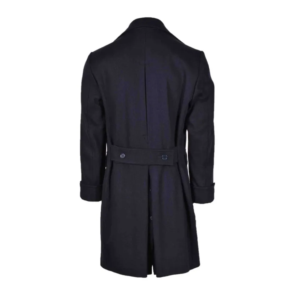Cappotto Blu in Misto Lana con Rever