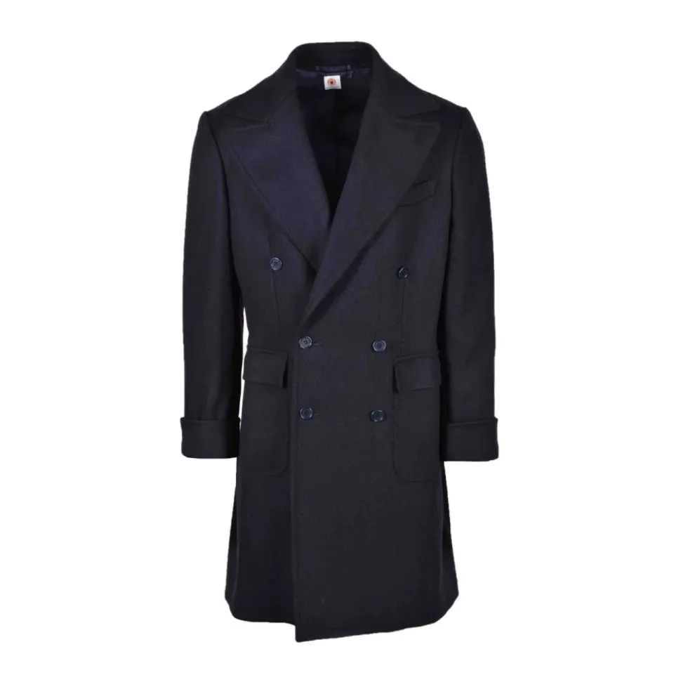 Cappotto Blu in Misto Lana con Rever