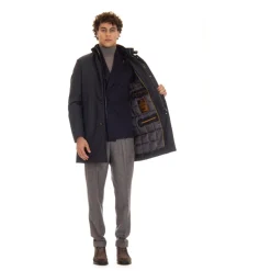 Cappotto Blu Trapuntato in Piumino
