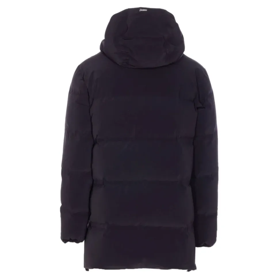 Cappotto imbottito nero con cappuccio