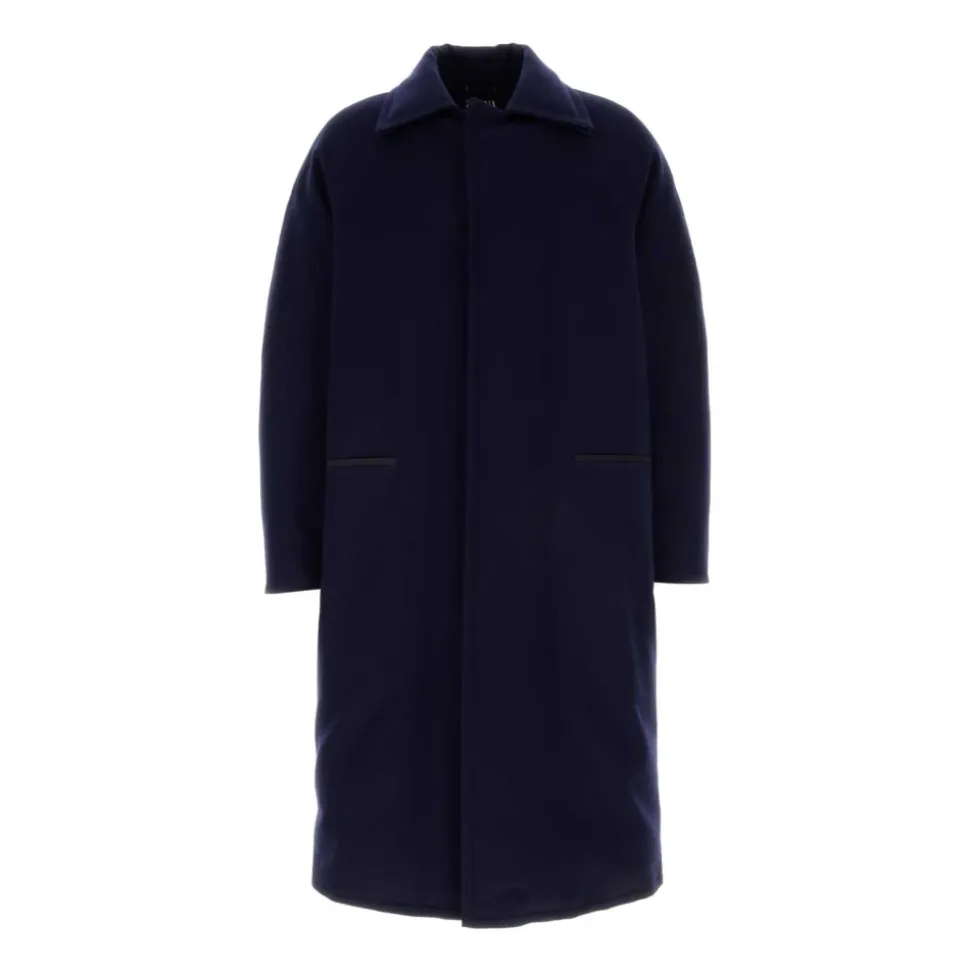 Cappotto in lana blu navy