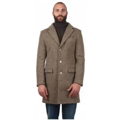 Cappotto marrone con tasche e spacco