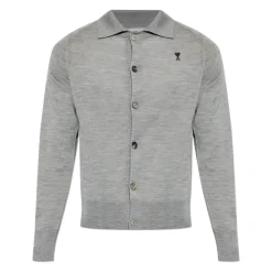 Cardigan in Lana con Logo Ricamato