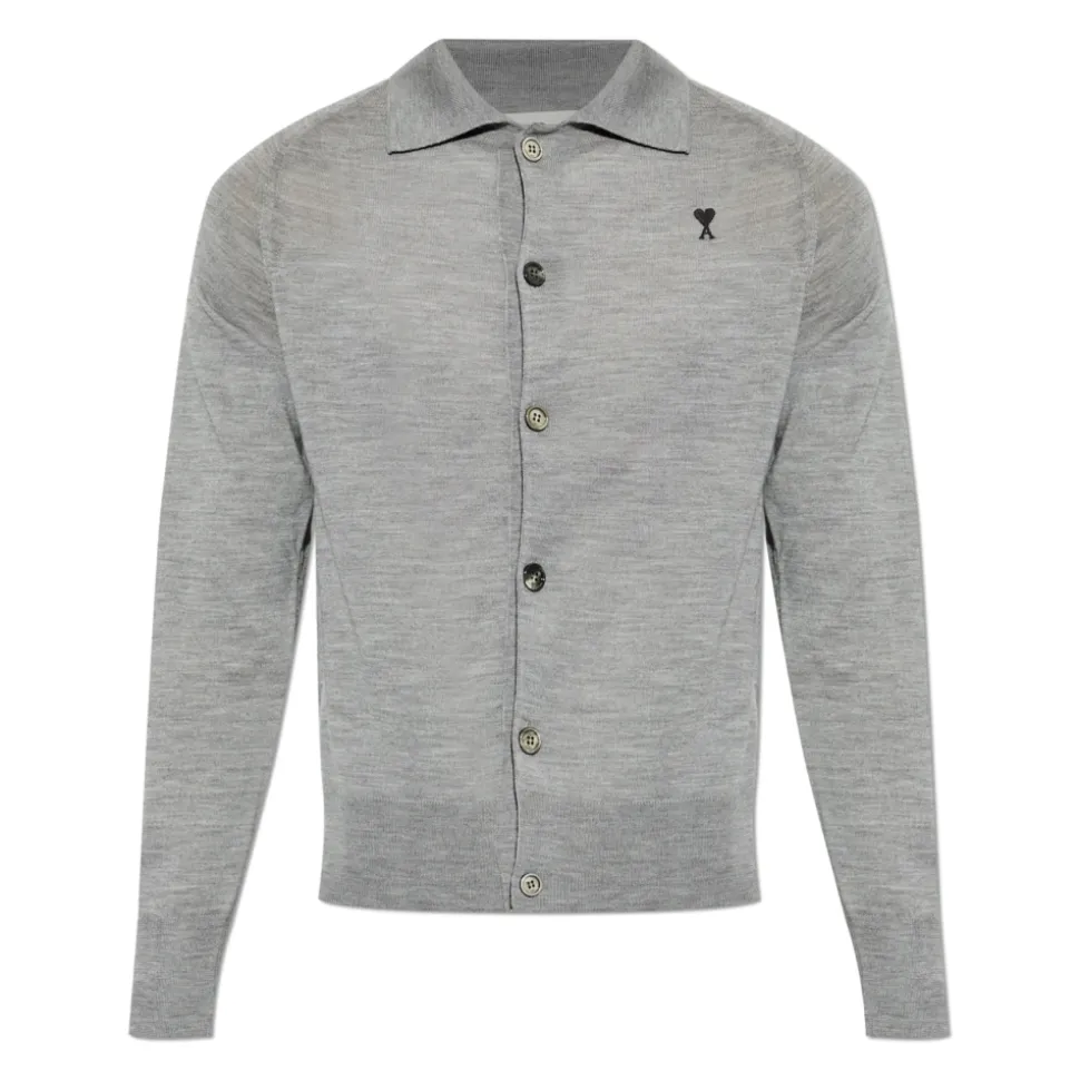 Cardigan in Lana con Logo Ricamato