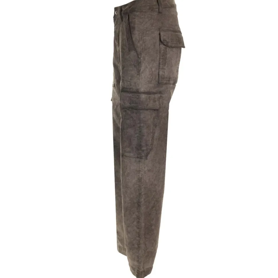 CARGO TROUSERS IN COTTON MOLESKIN GARMEN DYED DUST