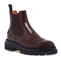 Chelsea boot stile inglese Santoni in pelle lucida effetto anticato