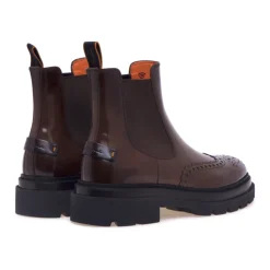 Chelsea boot stile inglese Santoni in pelle lucida effetto anticato