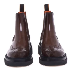 Chelsea boot stile inglese Santoni in pelle lucida effetto anticato