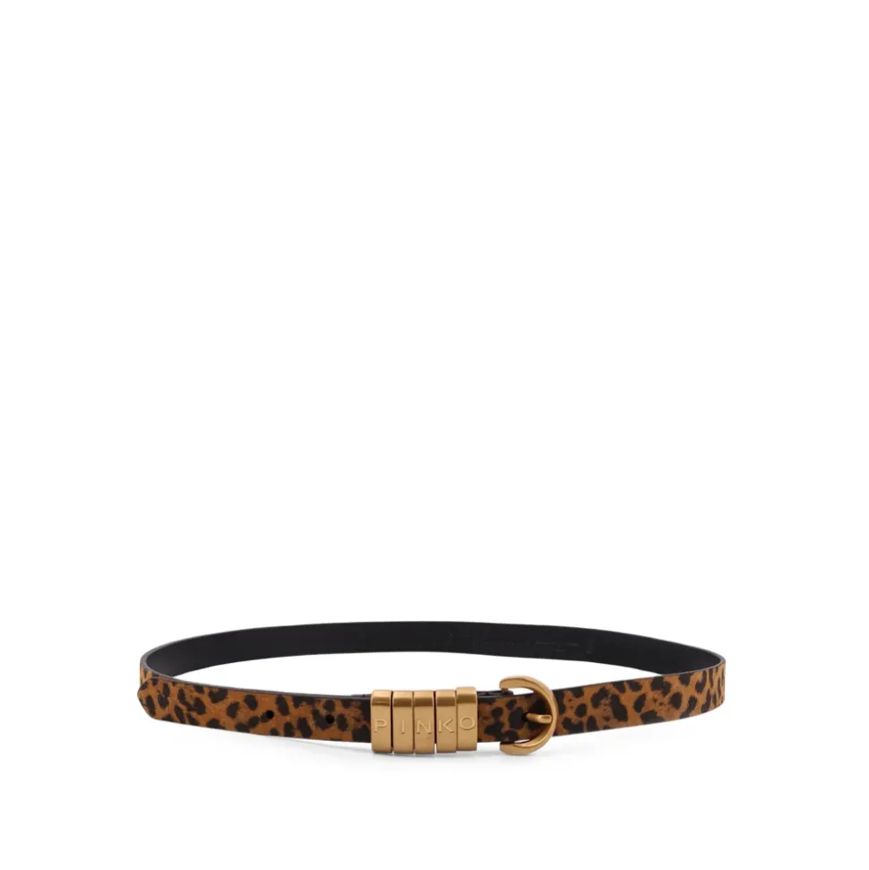 Cintura in camoscio con stampa leopardata