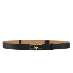 Cintura in pelle con logo girevole