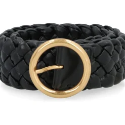 Cintura in Pelle Intrecciata Fibbia Oro