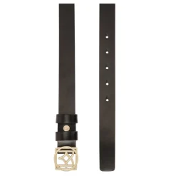 Cintura in pelle minimalista da donna con fibbia logo
