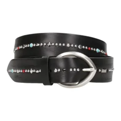 Cintura in pelle nera con borchie