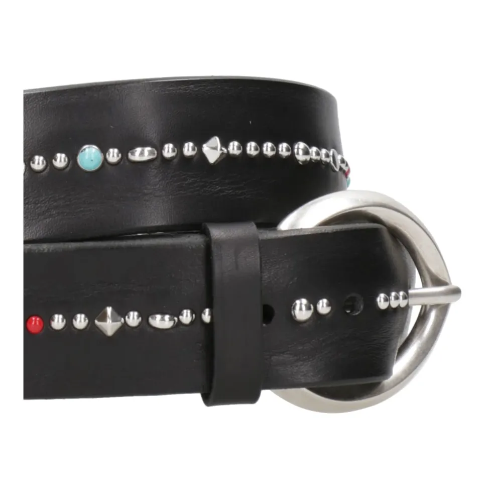 Cintura in pelle nera con borchie