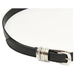 Cintura in Pelle Nera con Fibbia Argento