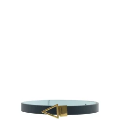 Cintura in Pelle Reversibile con Fibbia Color Oro