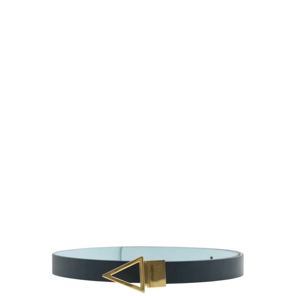 Cintura in Pelle Reversibile con Fibbia Color Oro