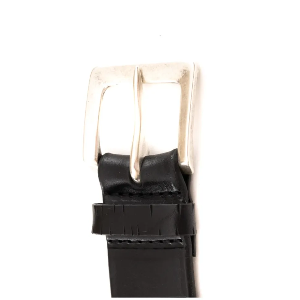 Cintura Nera in Pelle Intrecciata