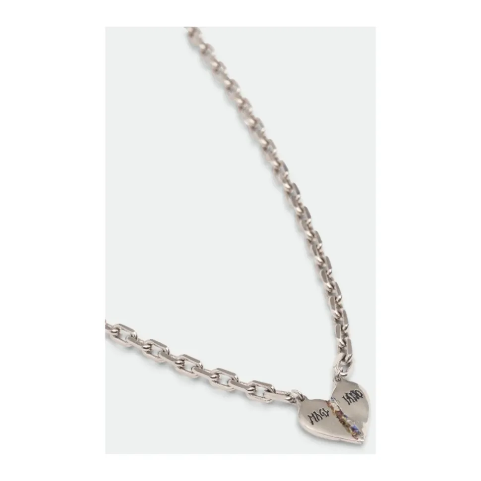 Collana in ottone placcato oro e argento con ciondoli