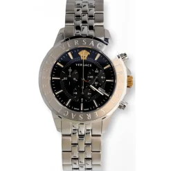 Cronografo Firma Acciaio Quadrante Nero Orologio