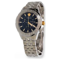 Cronografo Firma Acciaio Quadrante Nero Orologio