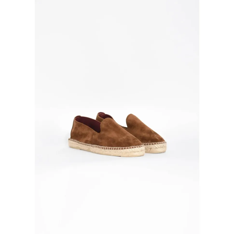 Espadrillas in camoscio con suola in juta fatta a mano