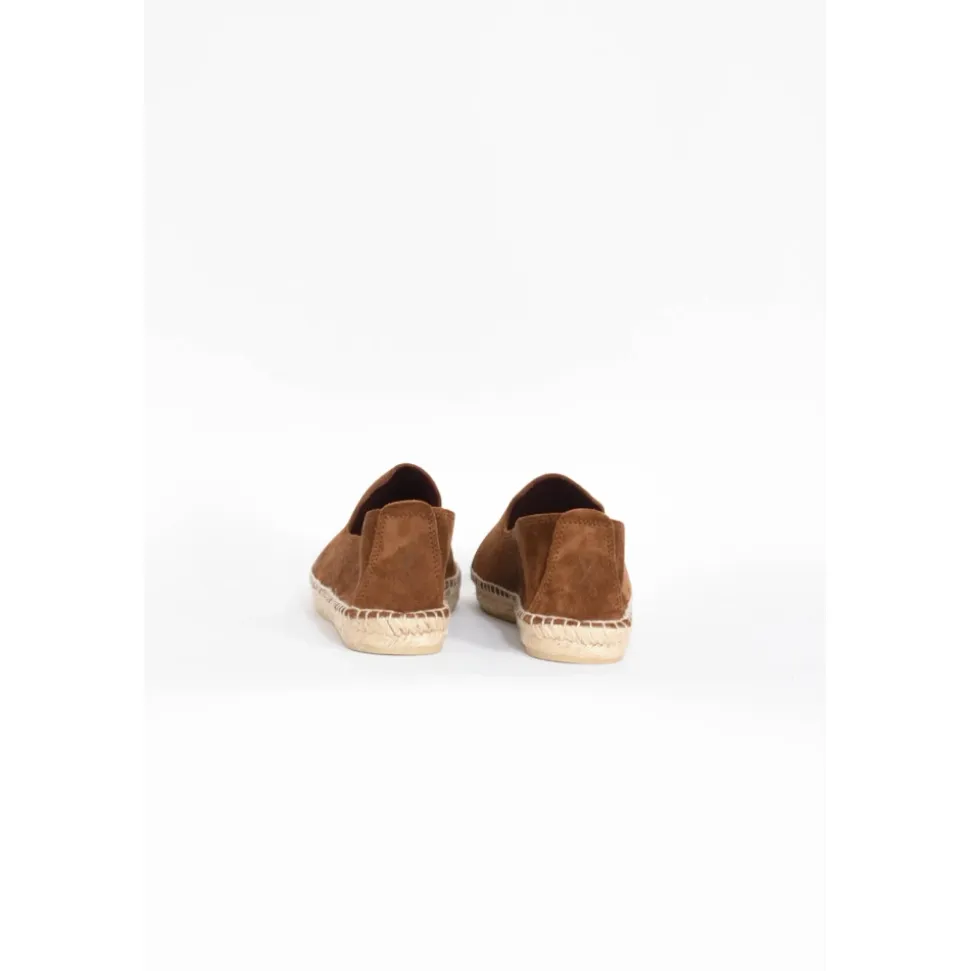Espadrillas in camoscio con suola in juta fatta a mano