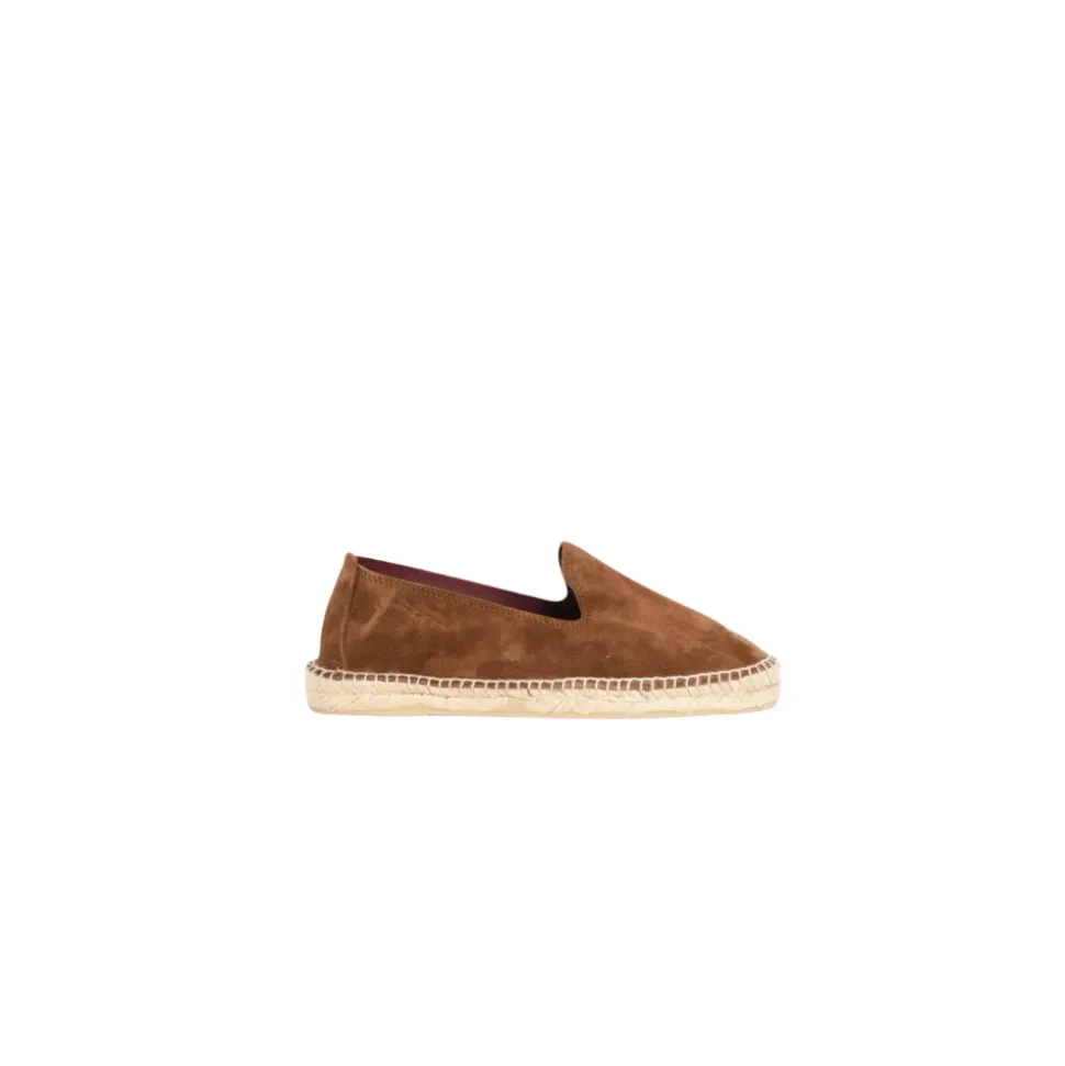 Espadrillas in camoscio con suola in juta fatta a mano
