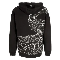 Felpa Cappuccio Chinese Wall Outline Nero/Bianco