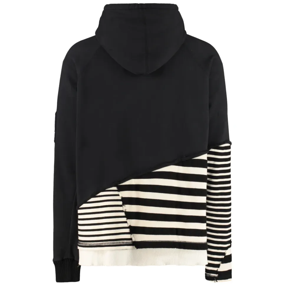 Felpa con Cappuccio Distressed in Cotone con Patch Logo