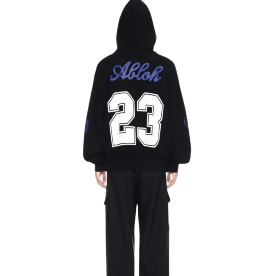 Felpa con Cappuccio in Cotone Nero Oversize