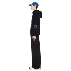 Felpa con Cappuccio in Cotone Nero Oversize