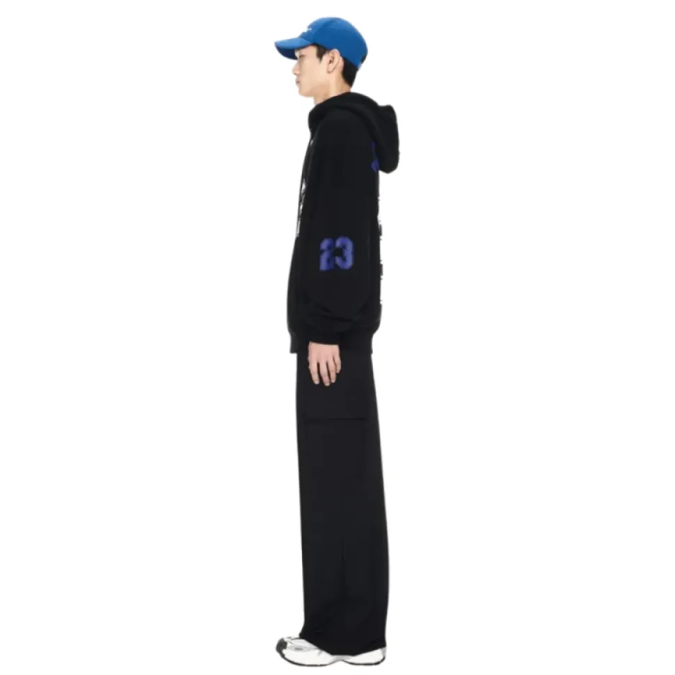 Felpa con Cappuccio in Cotone Nero Oversize