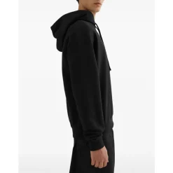 Felpa con Cappuccio Nera in Cotone con Logo Stampato