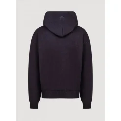 Felpa con cappuccio nera in maglia con orlo a coste