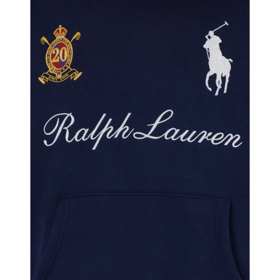Felpa con cappuccio regular fit con maxi ricamo cavallo