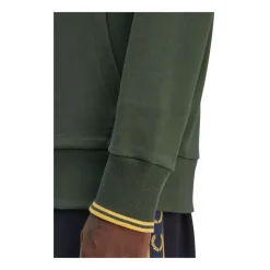 Felpa con Cappuccio Verde con Dettaglio a Doppia Striscia
