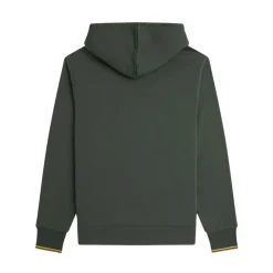 Felpa con Cappuccio Verde con Dettaglio a Doppia Striscia