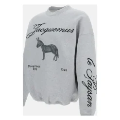 Felpa girocollo con ricamo all-over