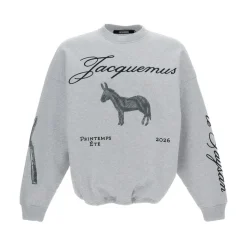 Felpa girocollo con ricamo all-over