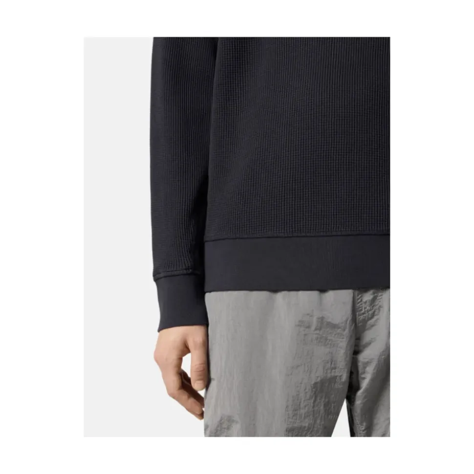 Felpa girocollo in waffle blu navy