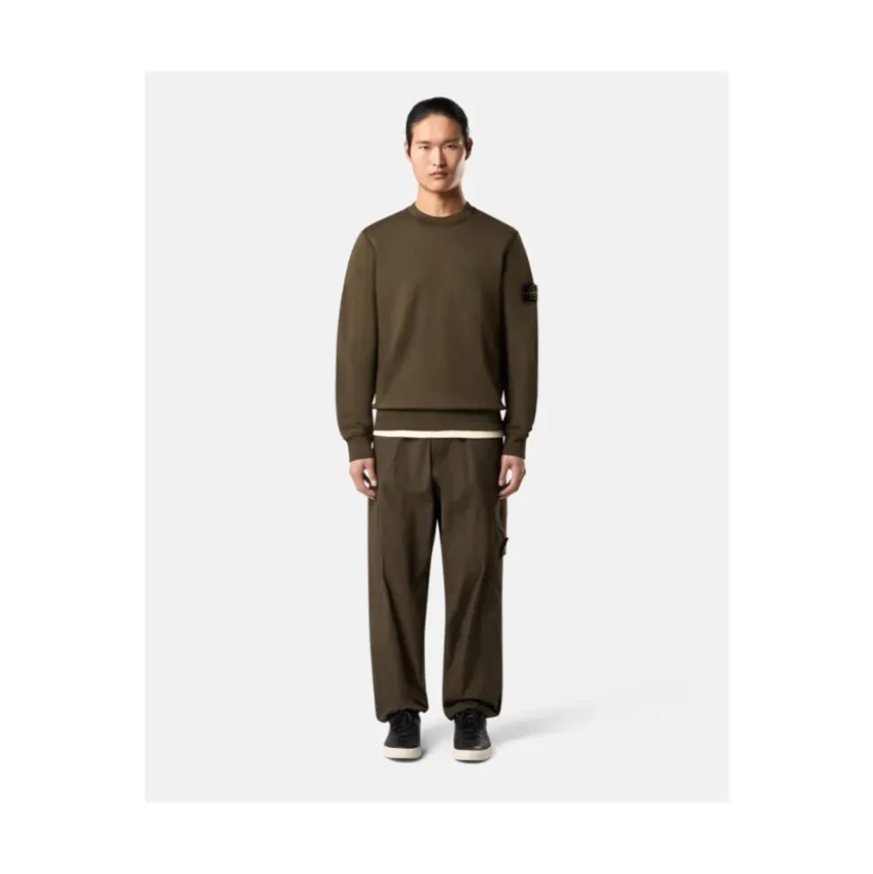 Felpa Girocollo Verde Militare