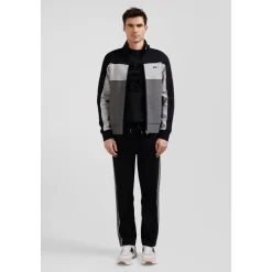 Felpa in cotone tricolore con zip