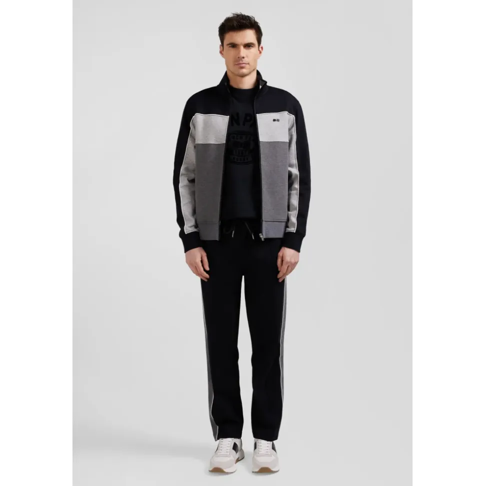 Felpa in cotone tricolore con zip