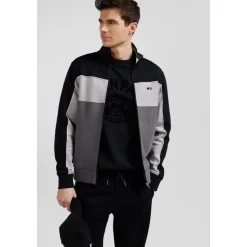 Felpa in cotone tricolore con zip